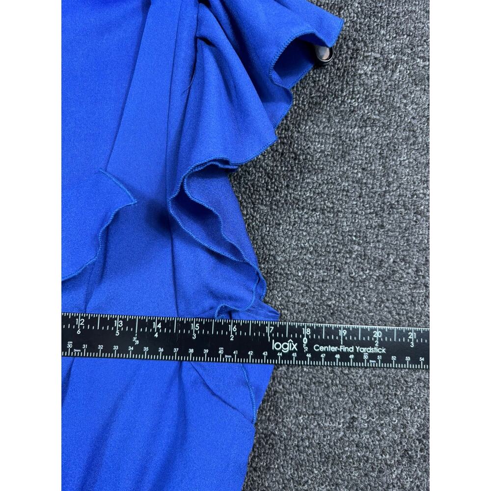 Jodi Kristopher Sheath Dress Womens Size M Blue Ruffle Short Sleeve - Picture 5 of 5